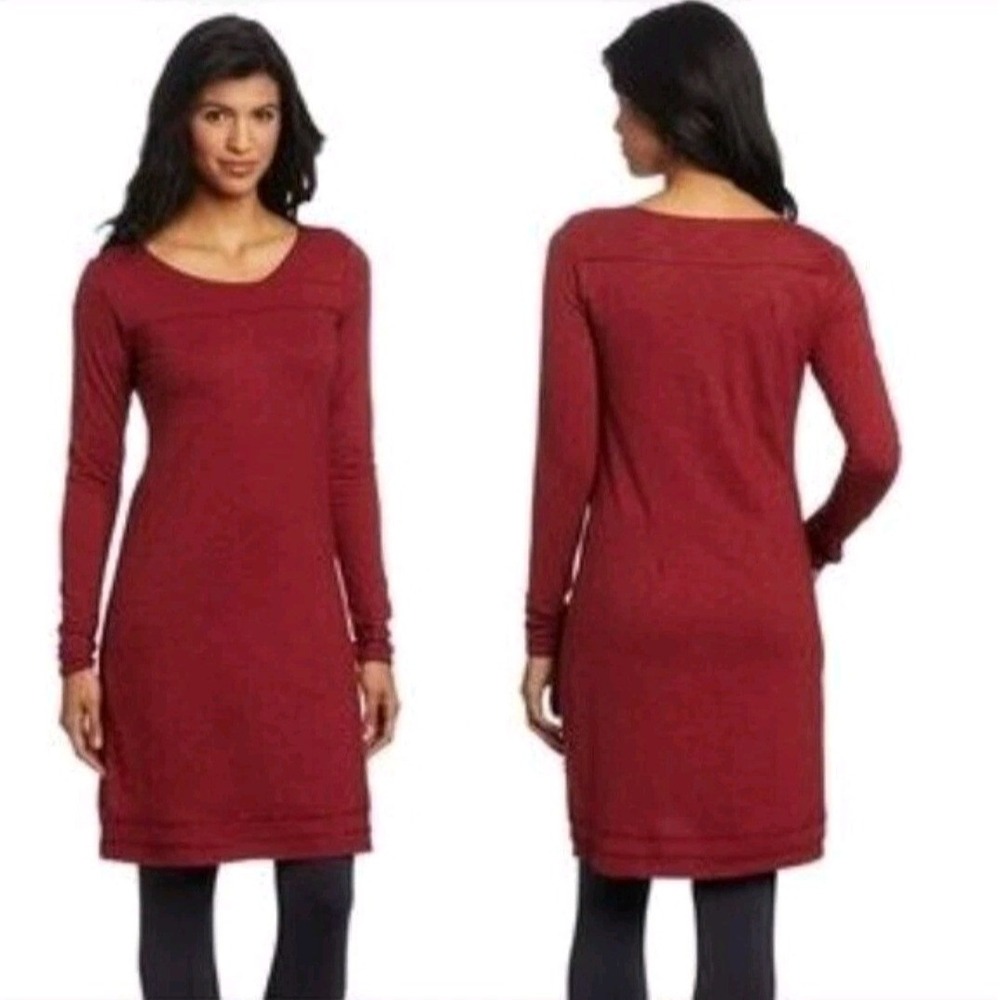 Horny Toad Red Long Sleeve Tencel Organic Cotton A-Line Dress Womens Large